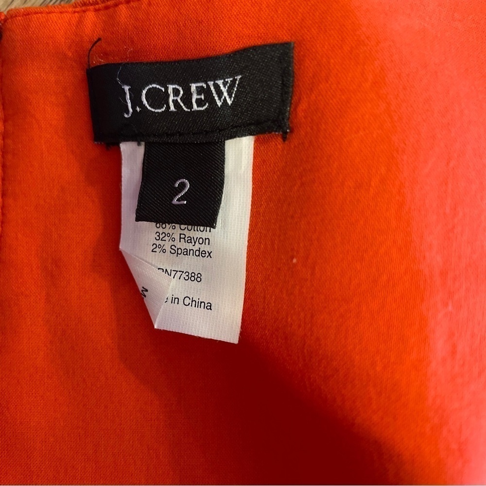 J. Crew cotton blend orange sleeveless sheath dress size 2 - Picture 4 of 5